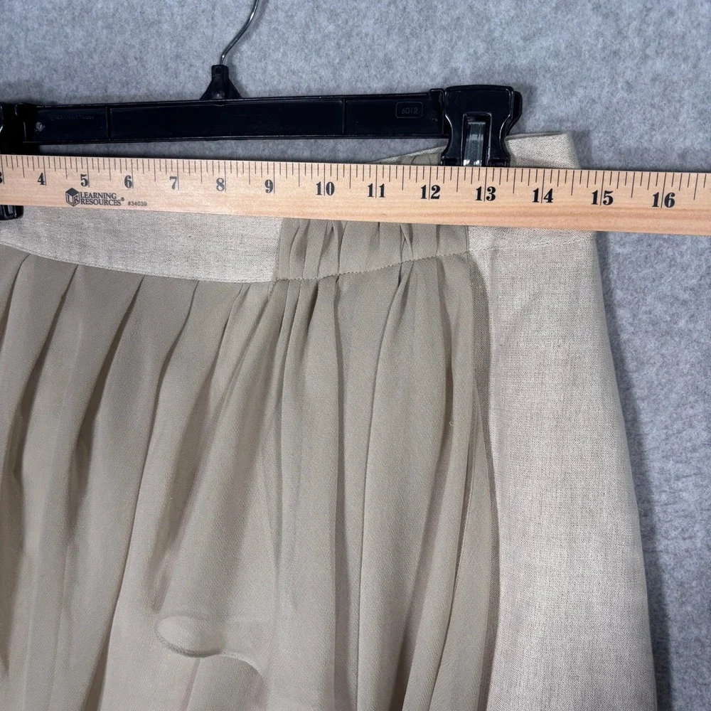 Anthropologie Yoana Baraschi Asymmetric Skirt 6 Tan Linen Wrap Drape Shimmer